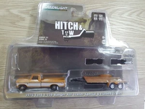 FORD F-150 XLT 1976 TRAILER SPECIAL & FLATBED TRAILER (orange)- 1/64 GREENLIGHT - Picture 1 of 1