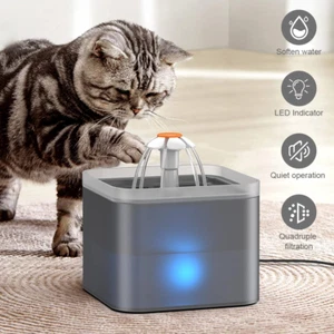UK Cat Dog Water Fountain Pet LED Drinking Water Bowl Automatic Filter Dispenser - Picture 1 of 28