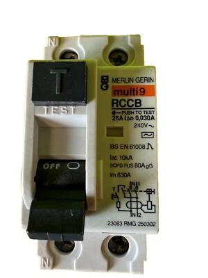 Merlin Gerin 25A Amp RCCB Circuit Breaker 23083 RMG 250302 30mA - Image 1 of 2