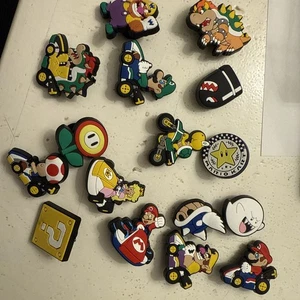 Mario Kart Croc Charms- Mario Luigi Princess Peach set of 16 New - Picture 1 of 1