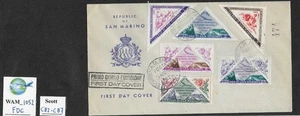 WAM_1052. SAN MARINO. FDC 1952 STAMPS EXPO air mail set. Scott C82-C87. - Picture 1 of 1
