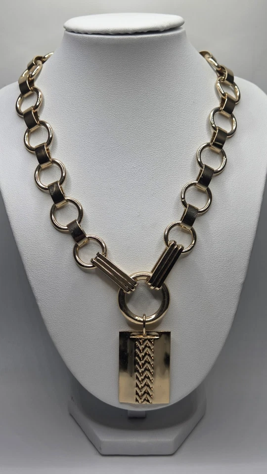 DANNIJO  Gold Tone Statement Necklace Chunky Chain Link Pendant Designer Jewelry - Image 1 of 1
