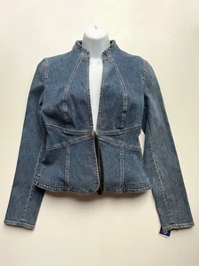 TAHARI DENIM JACKET sz S/P, 98% cotton, 2% spandex Hong Kong NWT past season - Picture 1 of 11