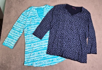 2 Camisa Fresh Produce Para Mujer Grande Azul Algodón Camiseta Manga 3/4 Cuello en V Informal EE. UU. Foto 1 de 4