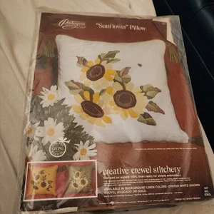 Vintage 1975 Paragon Needlecraft SONNENBLUME Kissen-Kit Crewl Heftmaschine neu - Bild 1 von 6