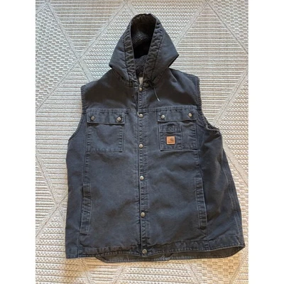 Chaleco de lona con capucha forrado Sherpa Carhartt para hombre ropa de trabajo utilitario gris oscuro XL Foto 1 de 4