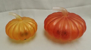 Art Glass Matte Amber and Orange Pumpkin Sculptures thinner glass - Picture 1 of 14
