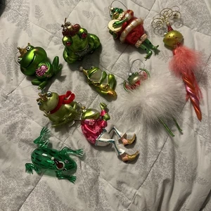 Old World & Blown Glass Frog Ornaments Lot Of 9 Collection Betsy Johnson ++ - Picture 1 of 24