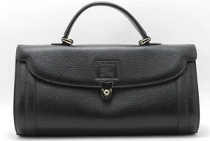 Burberrys Vintage Hand Tote Bag Leather Black Authentic #689 - Picture 1 of 16