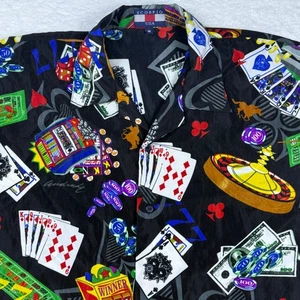 Camisa abotonada con estampado de casino de juego Scorpio EE. UU. - mediana para hombre - Imagen 1 de 8