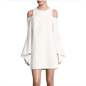 NWT Tibi Ivory Crepe Shoulder Cutout Shift Dress Size 10 Fairy Coquette - Picture 1 of 9