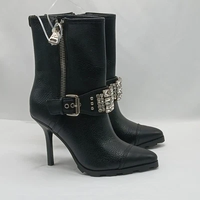 Bota Karl Lagerfeld Mable Mujer 6.5 Cuero Negro Cristal Embellecido Capricho Foto 1 de 4