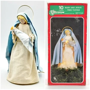 Vintage Mary Baby Jesus Lighted Christmas Tree Topper House of Lloyd 1988 - Picture 1 of 15