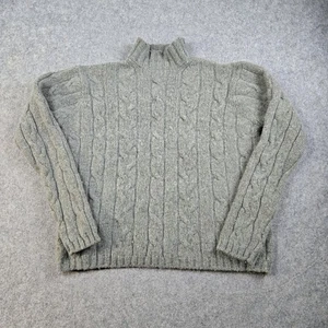 American Eagle Sweater Mens Large Green Donegal Cable Knit Lambswool Preppy - Picture 1 of 11