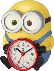 RHYTHM Minion/Bob clock alarm clock voice alarm yellow 15.2x12.1x12.3cm - Picture 1 of 7