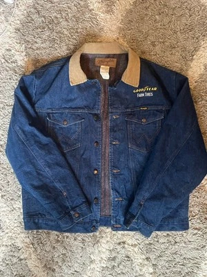 复古牧马人牛仔夹克男式 50 蓝色牛仔灯芯绒毛毯衬里 74260PW — 第 1/4 张图片