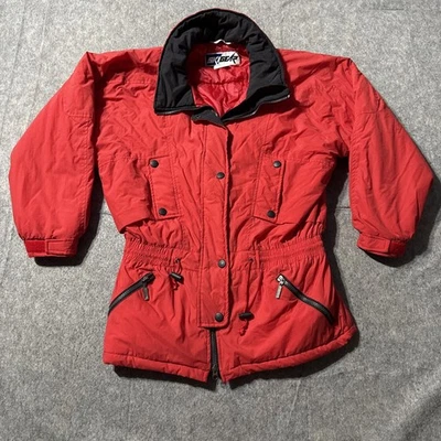 De Colección Años 80 90 Equipo de Esquí Para Mujer Talla M Rojo Chaqueta de Esquí Snowboard Aislado Retro Cremallera Foto 1 de 4