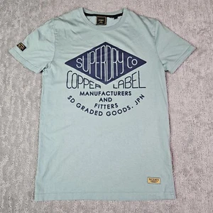 Superdry Mens Cerulean Dusk Workwear Graphic T-Shirt Designer Lightweight Cotton - Picture 1 of 11