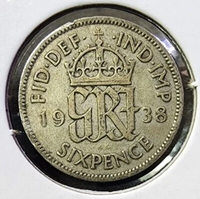 1938 Great Britain 🇬🇧 6 Pence World Silver Sixpence Coin KM 852 In Mylar Flip! - Image 1 of 4
