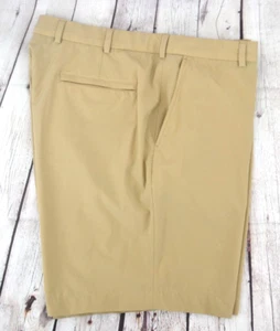BROOKS BROTHERS Mens Flat Front Performance Polyester Blend Shorts SIZE 42 Beige - Picture 1 of 8