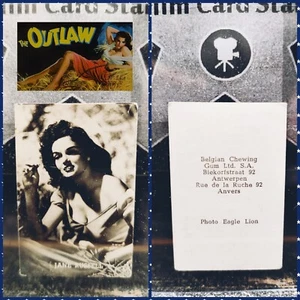 ⭐ 1950 Belgian Film Stars Card Jane Russell The Outlaw Billy the Kid Movie - Picture 1 of 2