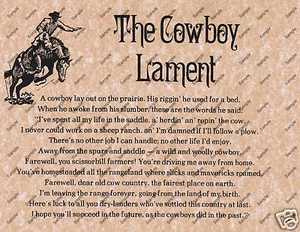 THE COWBOY LAMENT Old West AMERICAN Poster Bild USA 123 - Bild 1 von 1