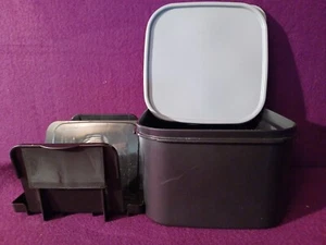 Tupperware Black Recipe Storage Box 2.6 Liters 1620-1 Lid 1623-5 (#2) Vintage - Picture 1 of 5