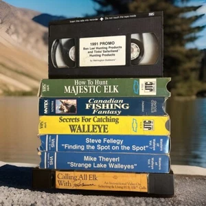 Vintage Hunting & Fishing VHS Tapes - Lot Of 7 - Secrets, How To, Walleye, & Elk - Picture 1 of 8