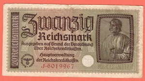 GERMANY OCCUPIED TERRITORIES 20 RM EAGLE W/H SWASTIKA 1940-45s UK 7929 - Picture 1 of 2