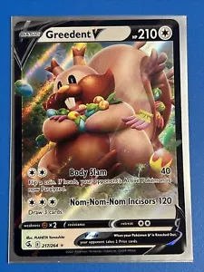 Pokemon SWSH Fusion Strike Set ULTRA RARE Greedent V 217/264 NM + Card Saver - Picture 1 of 2