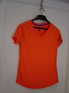 DAMEN "DANSKIN" ORANGE KURZÄRMELIGER STRETCH STRICK PULLOVER OBERTEIL, BLUSE GR. SM - Bild 1 von 4
