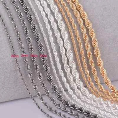 2mm/3mm/4mm/5mm 3 Colors Rope Twist Chain Necklace Width 40-80cm unisex Jewelry - Image 1 of 4