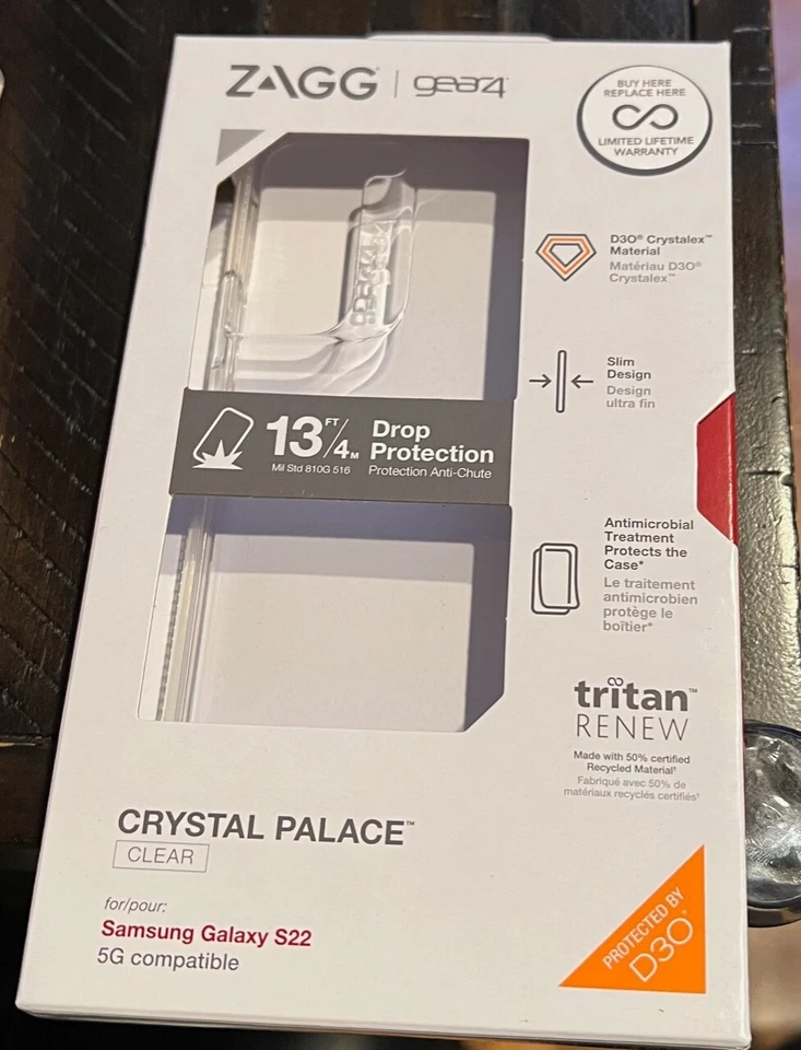 Funda ZAGG Gear4 Crystal Palace Series para Samsung Galaxy S22 5G - Transparente - NUEVA Foto 1 de 1