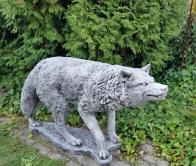 🔶 Wolf Steinfigur 130 cm Gartenfigur Skulptur Figur Steinkunst BLACKFORM - Bild 1 von 3