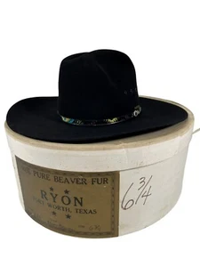Sombrero de Vaquero Castor Vintage The Tyler Roundup 5X Negro -Talla 7 - Roy Cooper RYON - Imagen 1 de 14