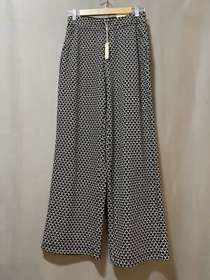 Nuevo con etiquetas Pantalones Max Studio Mujer Cintura Elástica Tiro Medio Pierna Ancha Talla S Negro Gris Geo Foto 1 de 4