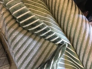 DFS fabric very thick striped by meter OLIVE GREEN 143 cm wide - Picture 1 of 4