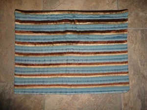 Pier 1 Lumbar Pillow Cover-fabric made stripes-detailed quality brown/blue - Picture 1 of 10