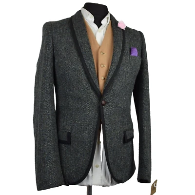 Harris Tweed Tailored Country Navy Herringbone Blazer Jacket 36R #438 SUPERB - Image 1 of 4