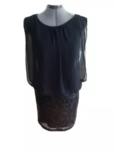 Aidan Mattox NUEVO LBD Negro Noche Cóctel Lentellera Falda Vestido 0 $170 Nuevo con etiquetas - Imagen 1 de 9