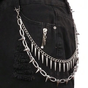 Herren Punk Style Y2K Spike verzierte Hose Jean Kette Hip Hop Style Accessoire - Bild 1 von 5