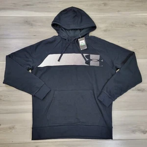 Under Armour Hoodie Men's Large Black Rival Fleece Graphic New - Picture 1 of 10