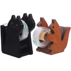 2 Pcs Wood Animal Tape Holder Child Cat Dispenser