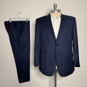 Jos. A. Bank Gold Signature Herren 46R Blau Wolle Zweiteiler Anzug 38 W Hose Kariert - Bild 1 von 14