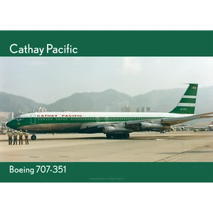 Cathay Pacific Boeing 707 Art Print - 707-351 Kai Tak Hong Kong - 2 sizes poster - Picture 1 of 5