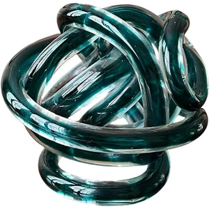 Mundgeblasene Kunst Glas Knoten Figur 5" rund modern modern blau-grün - Bild 1 von 8