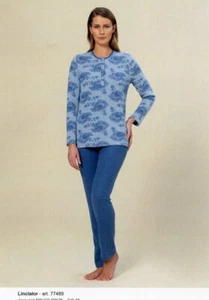 Pijama 3 Botones De Mujer Manga Larga Pantalones Largo Jacquard Linclalor 77489 - Imagen 1 de 1