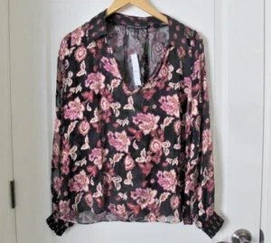 NEW White House Black Market Blouse Floral Burnout Rayon Silk Sheer Classy S - Picture 1 of 15