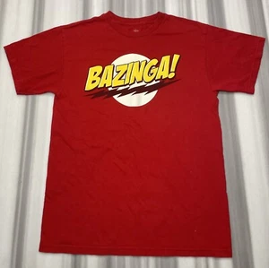 The Big Bang Theory Warner Bros Bazinga! Crew Neck Red T-Shirt Size M - Picture 1 of 8