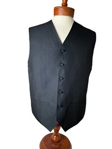 PRONTO-UOMO Black with Geometric Men’s Formal Waistcoat Vest Size L Adjustable - Picture 1 of 10